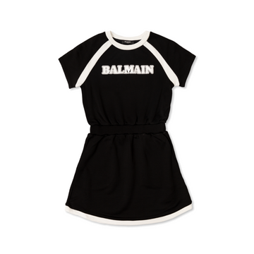 Balmain Kids logo-print short-sleeve dress featuring logo print on front available at Lestyle Boutique Melbourne