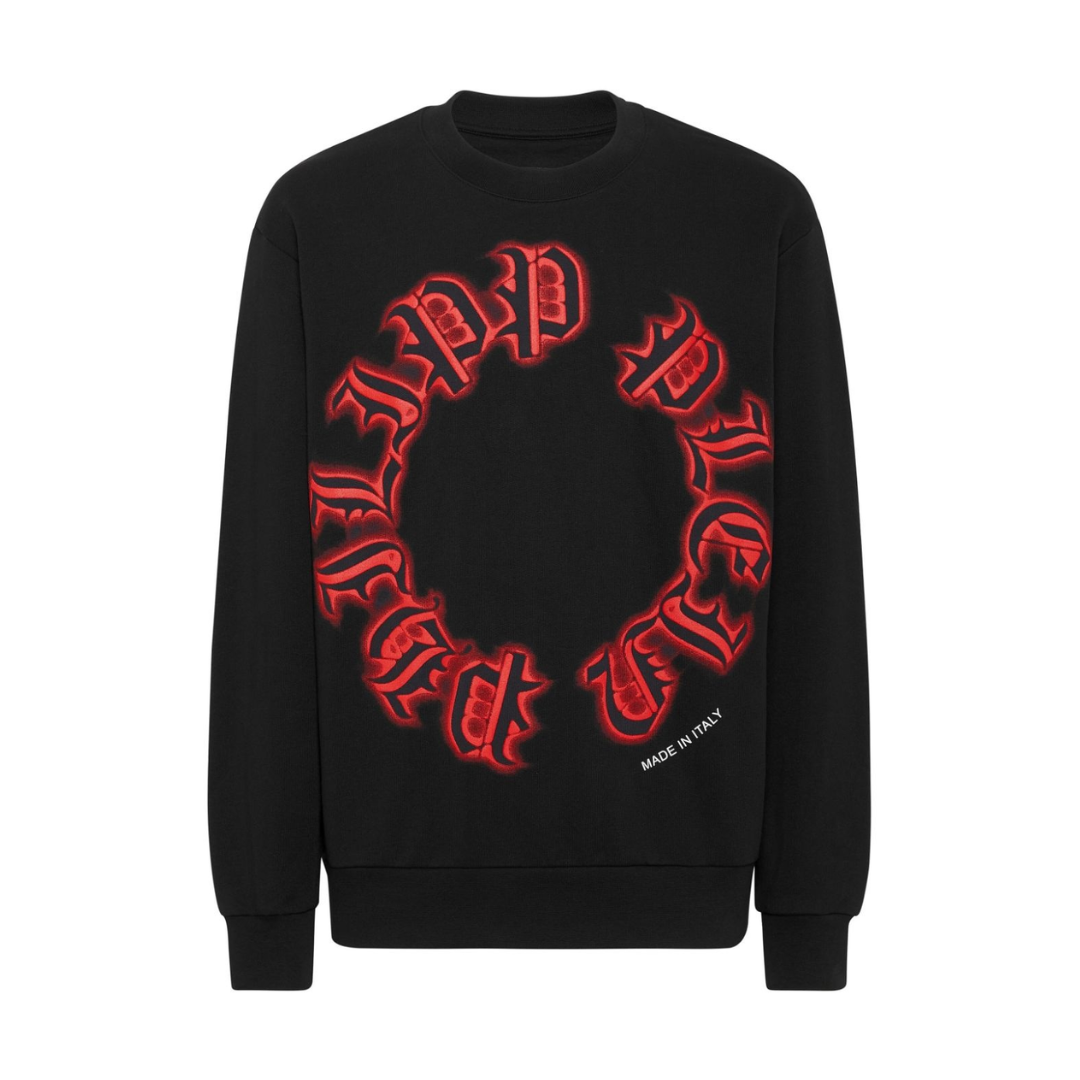 PHILIPP PLEIN logo-print cotton sweatshirt featuring red circular logo available at Lestyle Boutique Melbourne