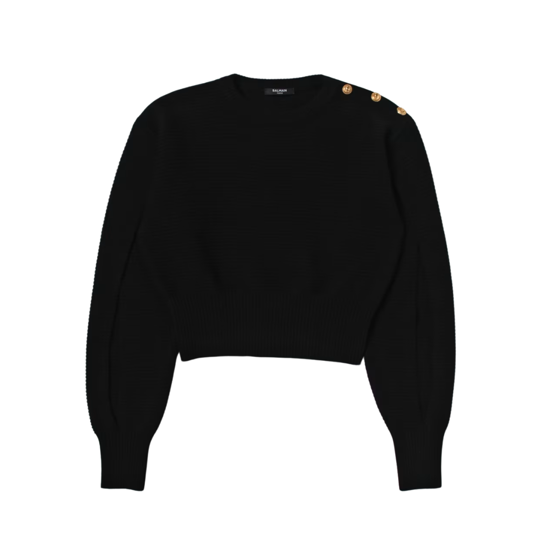 Balmain knit sweater with gold shoulder buttons available at Lestyle Boutique Melbourne