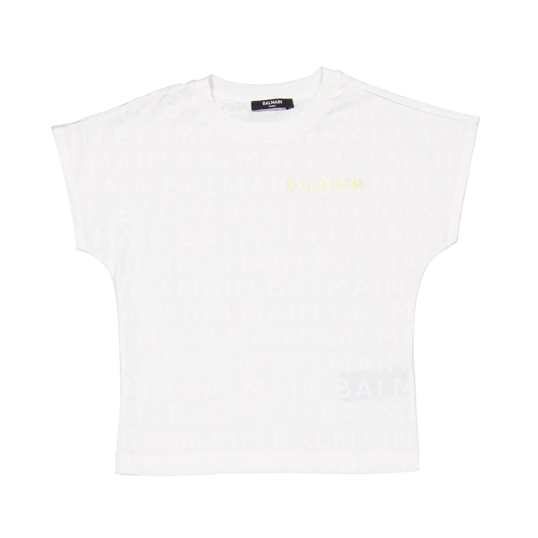 BALMAIN KIDS T-SHIRT featuring all-over logo print available at Lestyle Boutique Melbourne