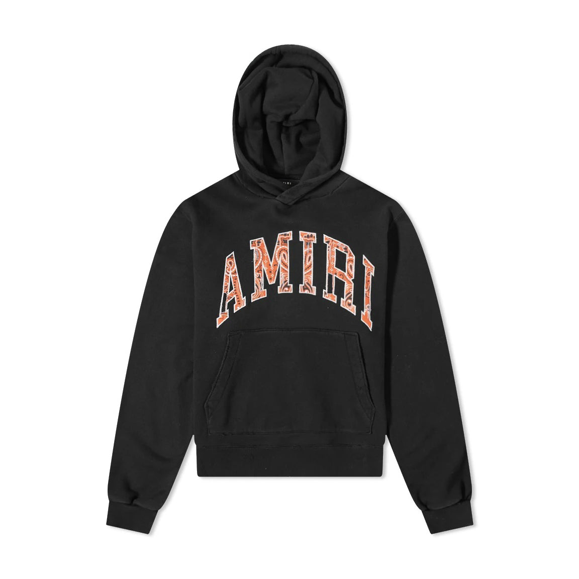 Amiri black cotton sweatshirt featuring a stylish logo patch on the front. This premium designer piece showcases a comfortable pullover style with a classic hood and straight hem, perfect for casual wear. Ideal for fashion-forward individuals seeking luxury streetwear, available at Lestyle Boutique Melbourne.