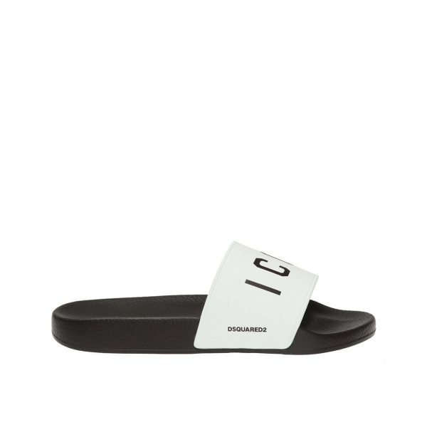 DSQUARED2 slides with black lettering, made of rubber, available at Lestyle Boutique Melbourne