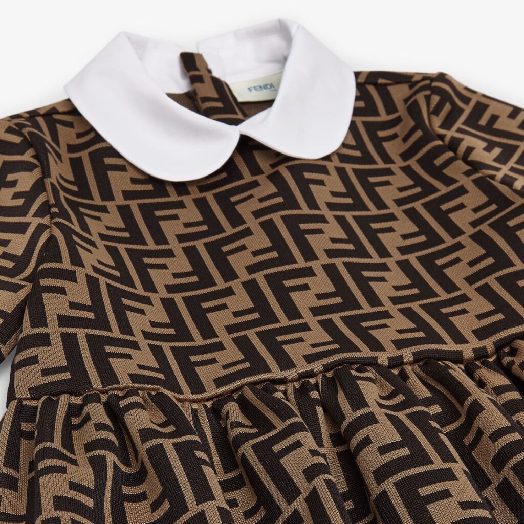 Fendi Kids Dress with all-over Fendi logo, perfect for stylish occasions, available at Lestyle Boutique Melbourne