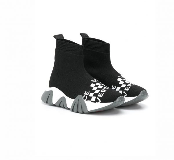 VERSACE KIDS SNEAKERS featuring intarsia-knit hi-top design available at Lestyle Boutique Melbourne