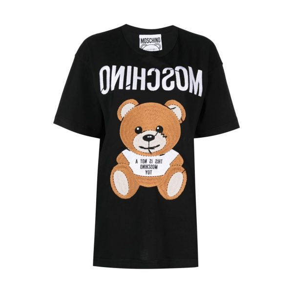 Moschino T-Shirt with embroidered logo and bear motif, available at Lestyle Boutique Melbourne