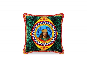 Dolce & Gabbana cushion featuring vibrant carretto print, available at Lestyle Boutique Melbourne