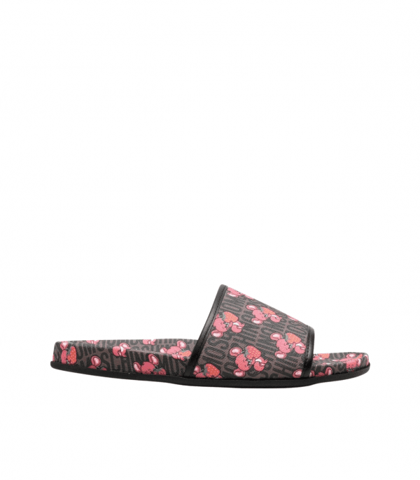 Moschino slides with logo print, perfect for casual wear, available at Lestyle Boutique Melbourne