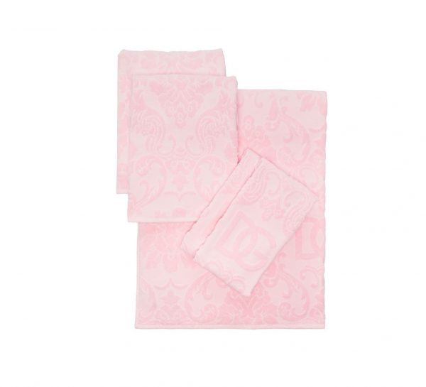 Dolce & Gabbana luxury towels in light pink with jacquard finish, available at Lestyle Boutique Melbourne