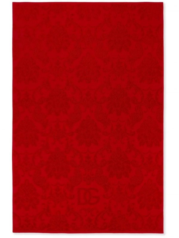 Dolce & Gabbana towels in dark red with jacquard design, available at Lestyle Boutique Melbourne