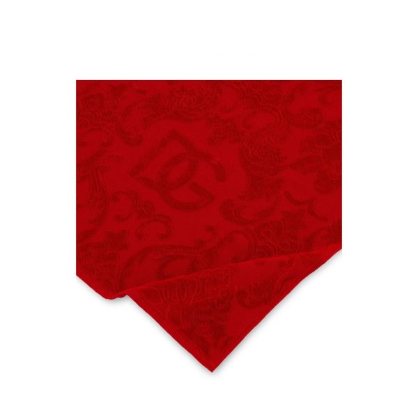 Dolce & Gabbana towels in dark red with jacquard design, available at Lestyle Boutique Melbourne