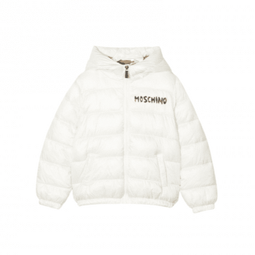Moschino Kids Jacket with logo print and classic hood, available at Lestyle Boutique Melbourne