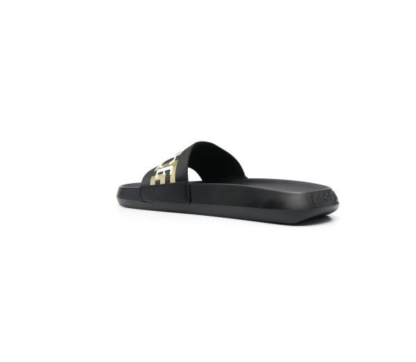 VERSACE SLIDES featuring logo-appliqué open toe available at Lestyle Boutique Melbourne