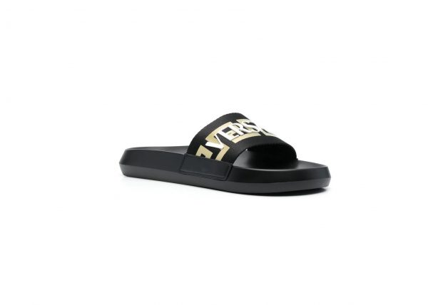VERSACE SLIDES featuring logo-appliqué open toe available at Lestyle Boutique Melbourne