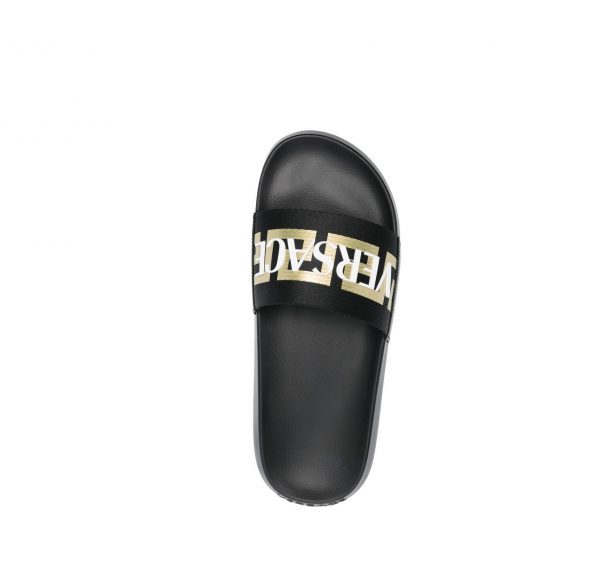 VERSACE SLIDES featuring logo-appliqué open toe available at Lestyle Boutique Melbourne