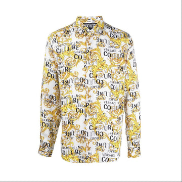 Yellow and white patterned shirt on a white background