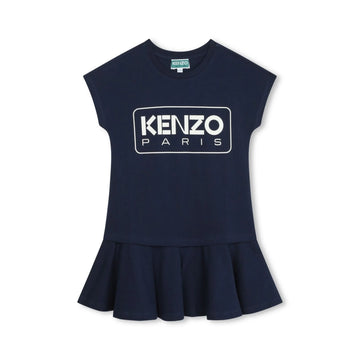 Kenzo Kids navy minidress with bold logo print, available at Lestyle Boutique, perfect for a chic casual look.