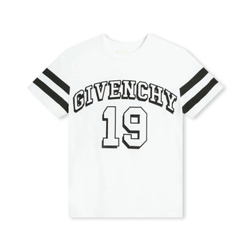 Givenchy Kids logo-embroidered organic cotton T-shirt in white with sporty style, available at Lestyle Boutique Melbourne.
