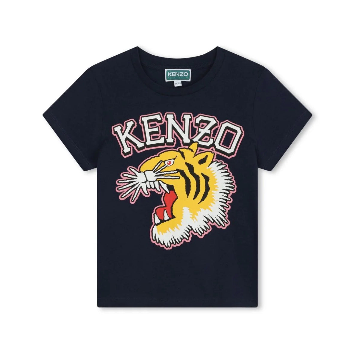 Kenzo Kids navy T-shirt featuring a bold Tiger Head graphic and logo, available at Lestyle Boutique. Perfect for casual styling.
