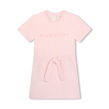 Light pink Givenchy Kids logo-print cotton blend dress featuring a drawstring waist, available at Lestyle Boutique Melbourne.