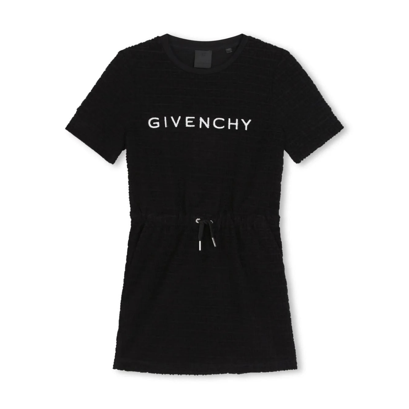 Givenchy Kids black 4G jacquard T-shirt dress with logo print, available at Lestyle Boutique.