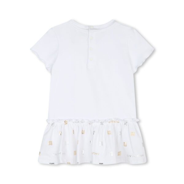 Givenchy Kids dress with metallic logo print and ruffled hem, available at Lestyle Boutique Melbourne