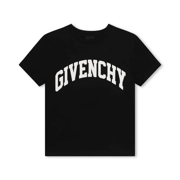 Givenchy Kids logo-print cotton T-shirt in black with arched logo, available at Lestyle Boutique Melbourne.