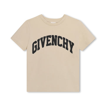 Givenchy Kids logo-print cotton T-shirt in beige with contrasting black logo, available at Lestyle Boutique Melbourne.