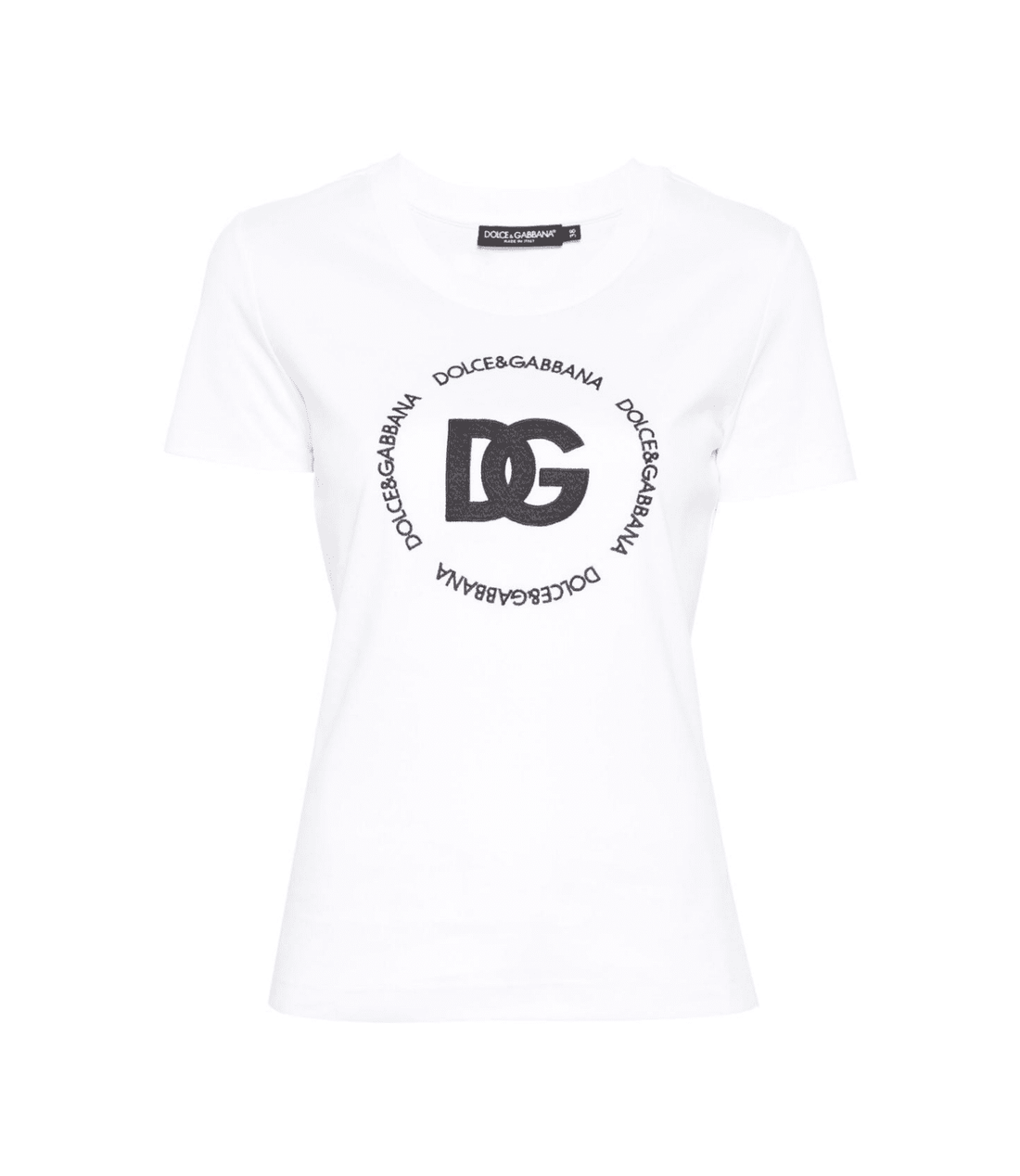 Dolce & Gabbana embroidered-logo interlock T-shirt in optical white with front logo available at Lestyle Boutique Melbourne