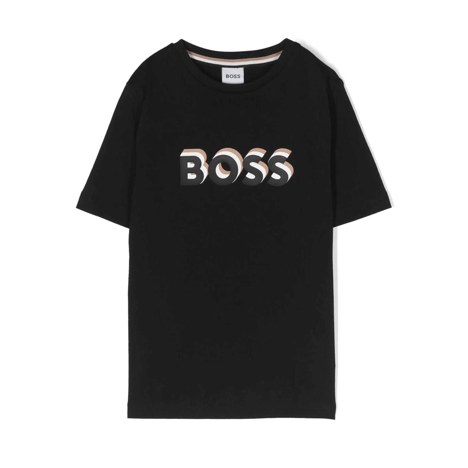 BOSS Kids black logo stamp cotton T-shirt, available at Lestyle Boutique Melbourne.