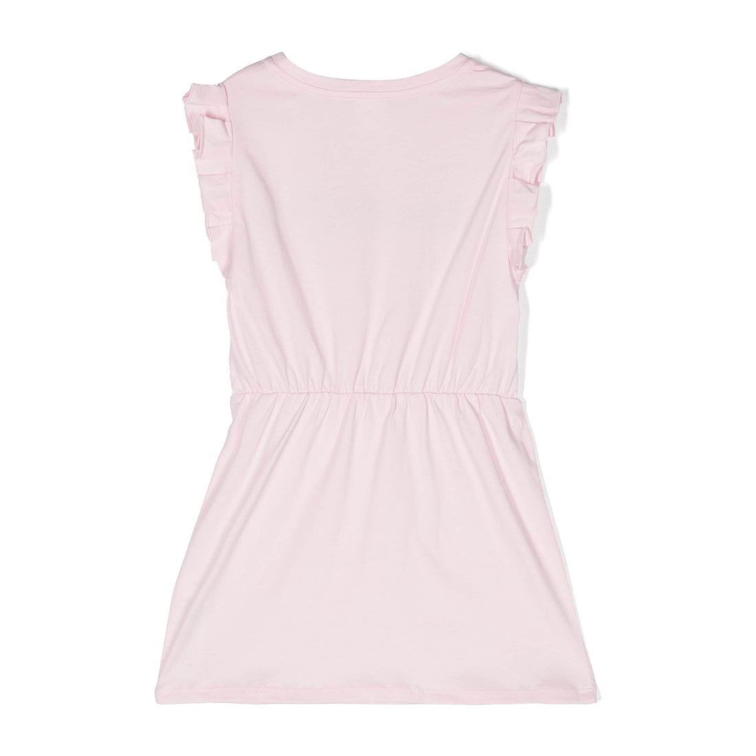 Pink Givenchy Kids rhinestoned ruffled logo-print dress with a flared skirt, available at Lestyle Boutique Melbourne.