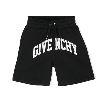 Black Givenchy Kids logo-print track shorts with an elasticated waistband, available at Lestyle Boutique Melbourne.