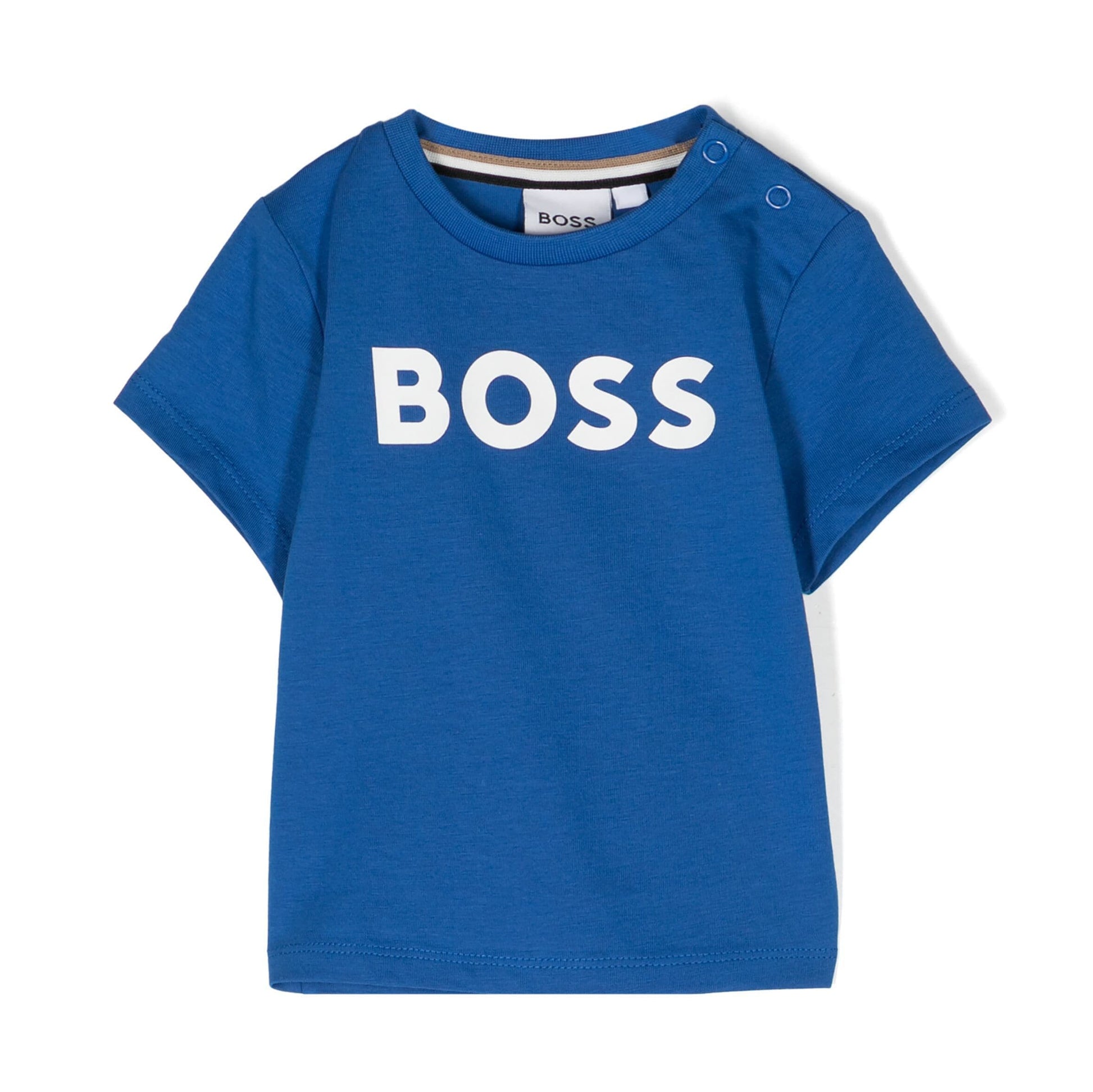 BOSS Kidswear royal blue logo-print T-shirt, available at Lestyle Boutique.