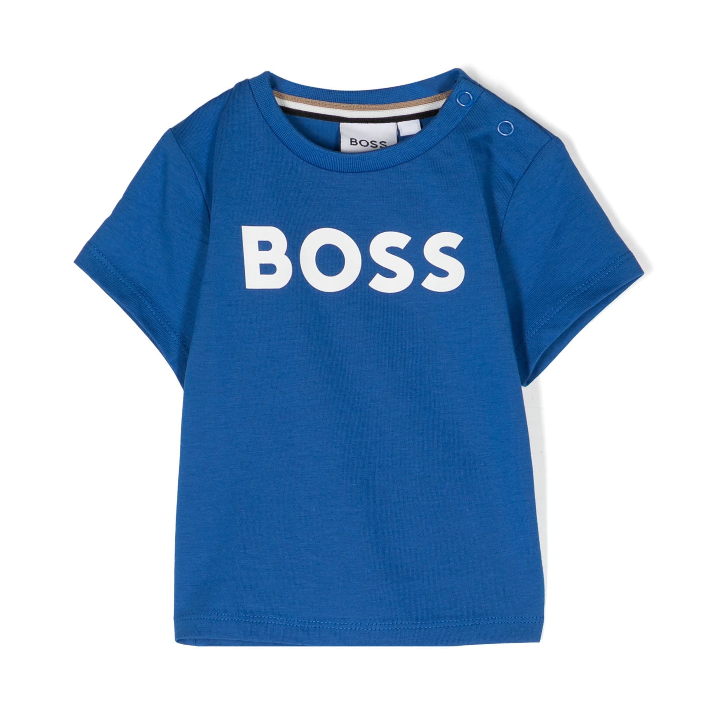 BOSS Kidswear royal blue logo-print T-shirt, available at Lestyle Boutique.
