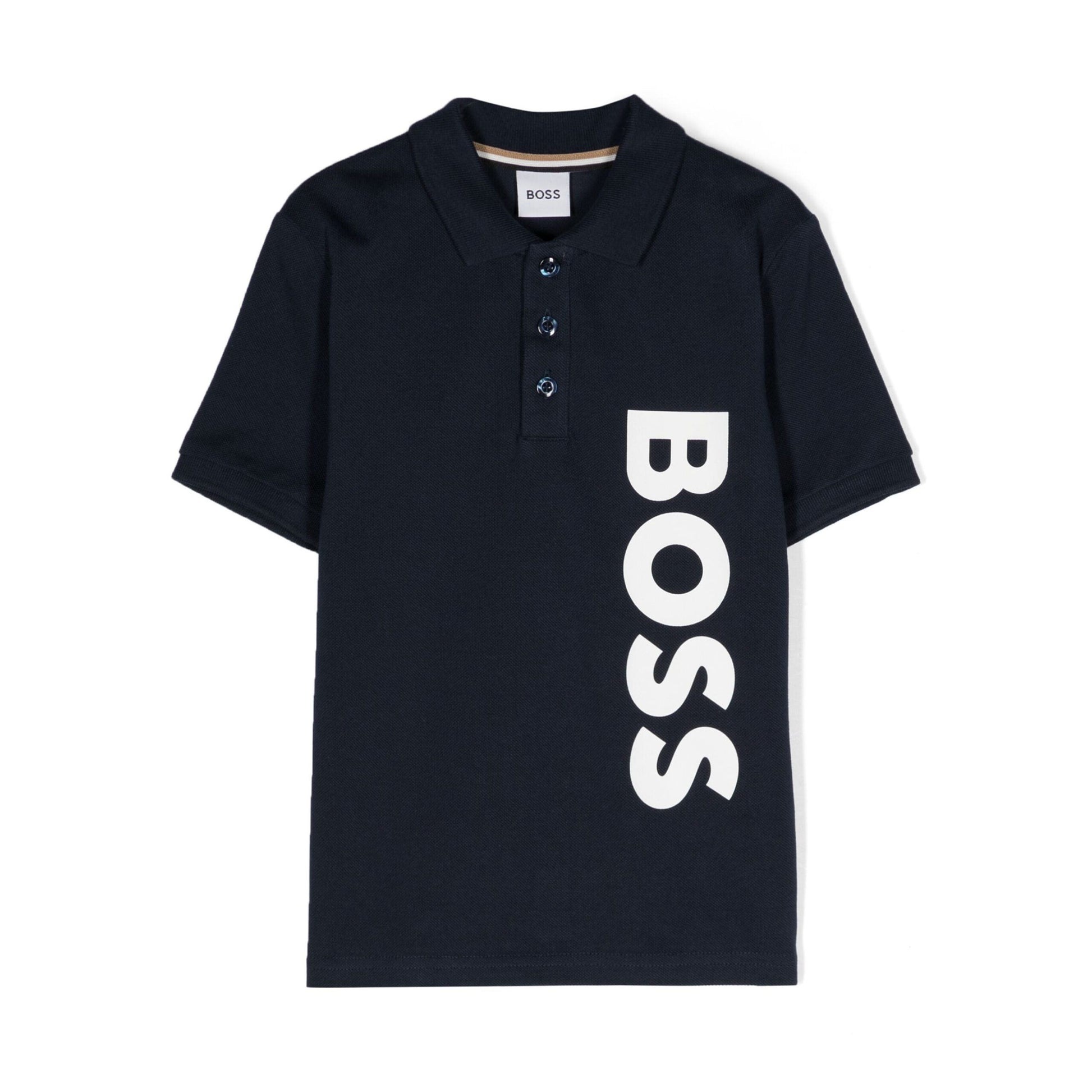 BOSS Kids navy blue logo print polo shirt, available at Lestyle Boutique Melbourne.