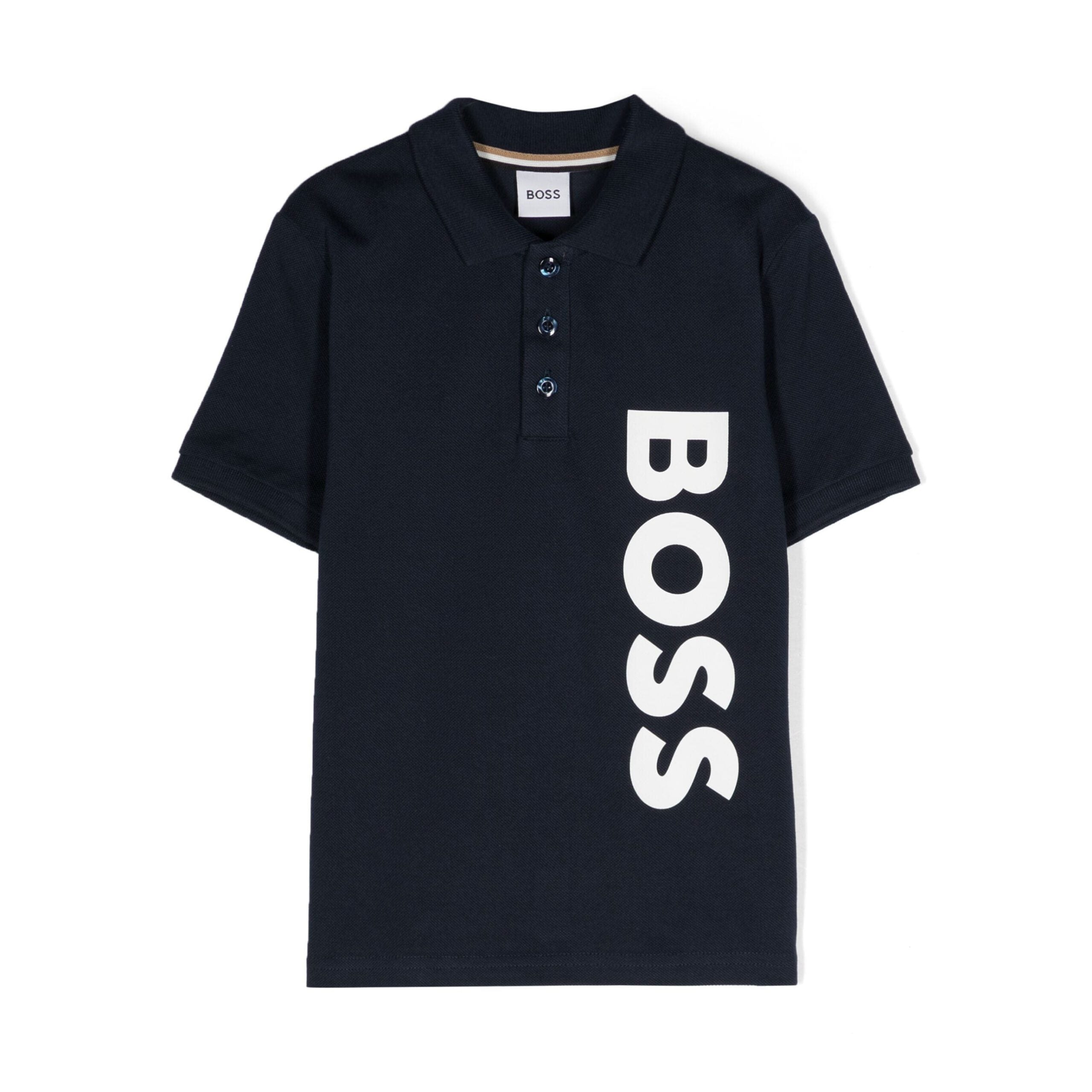 BOSS Kids navy blue logo print polo shirt, available at Lestyle Boutique Melbourne.
