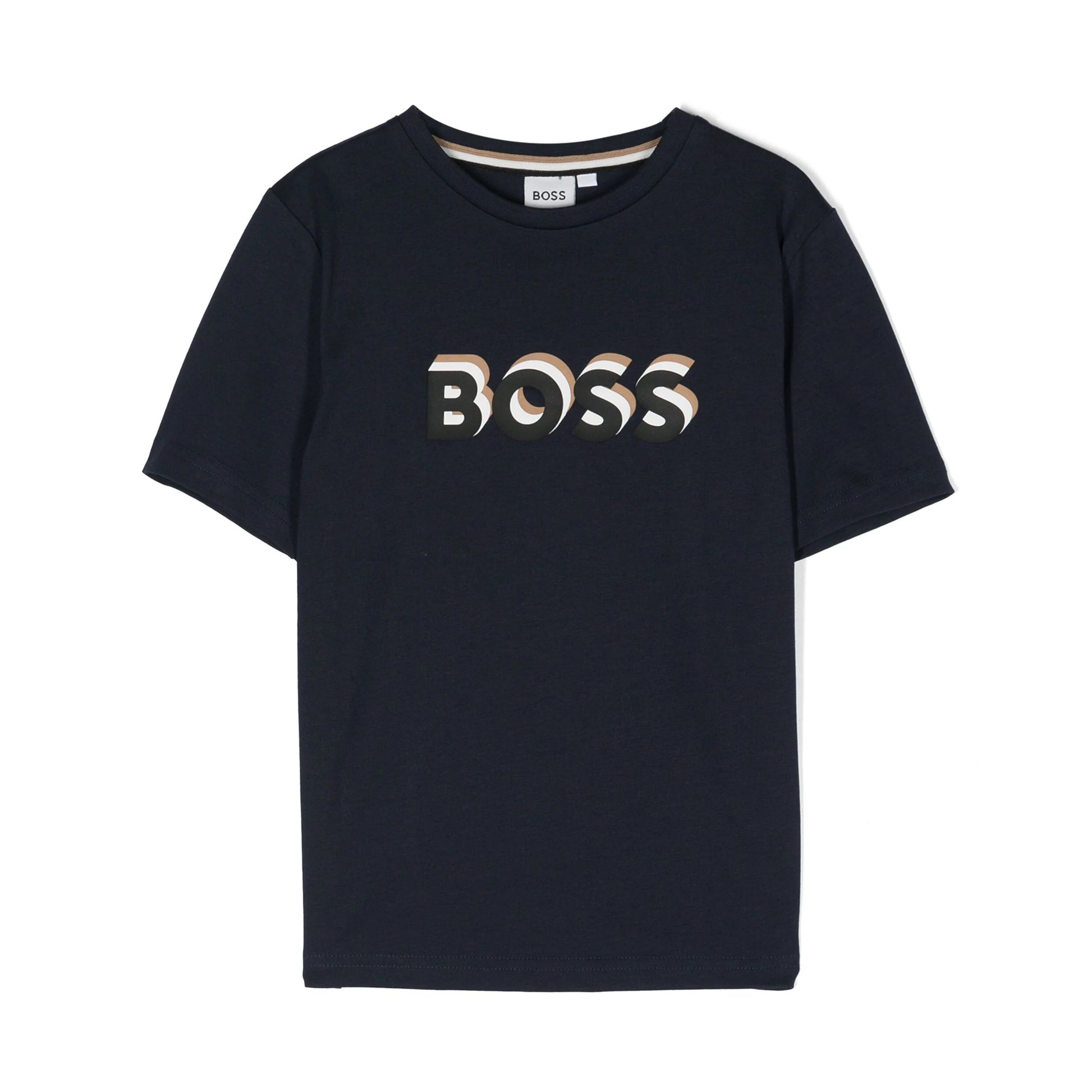 BOSS Kids navy T-shirt with rubberised logo print, available at Lestyle Boutique Melbourne.