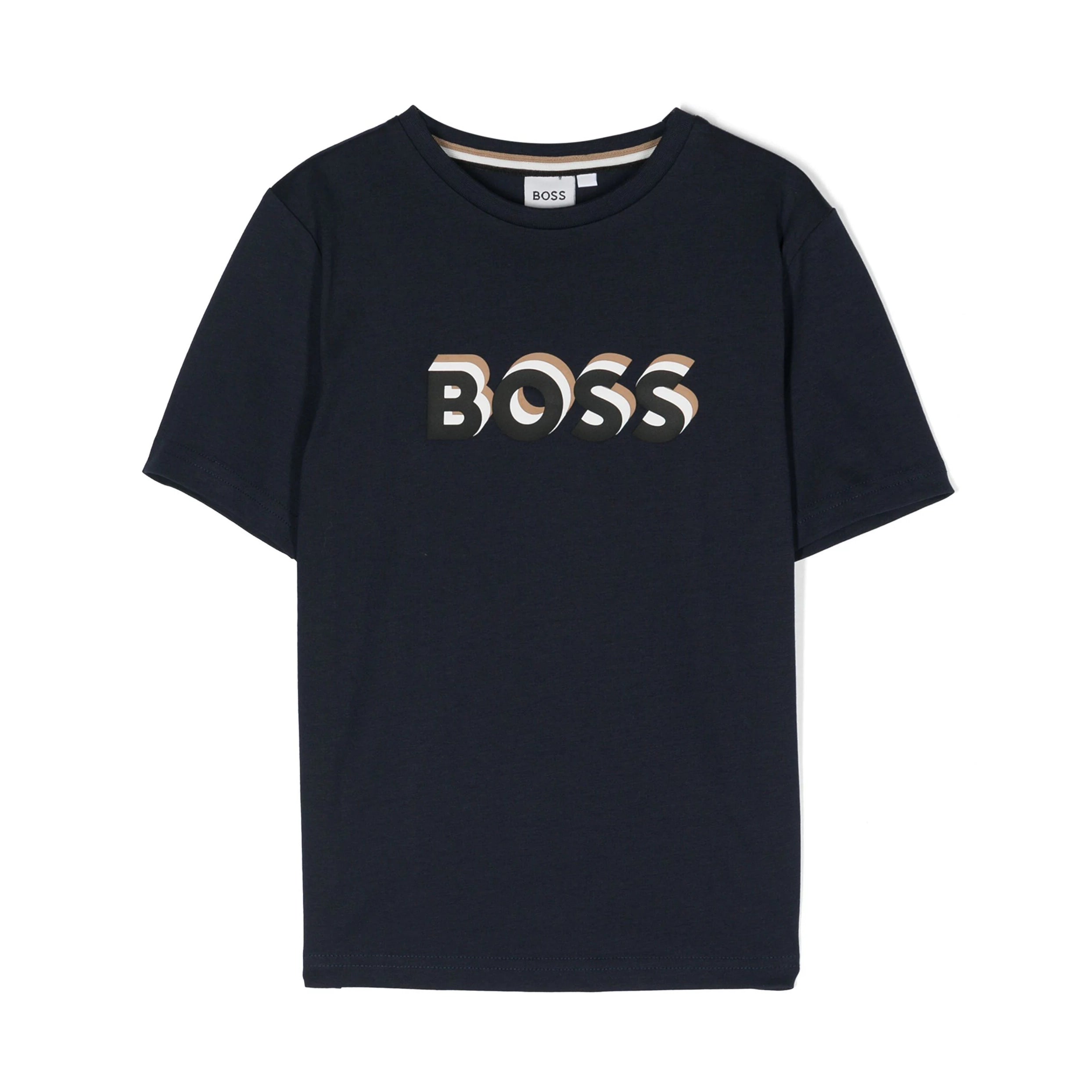 BOSS Kids navy T-shirt with rubberised logo print, available at Lestyle Boutique Melbourne.