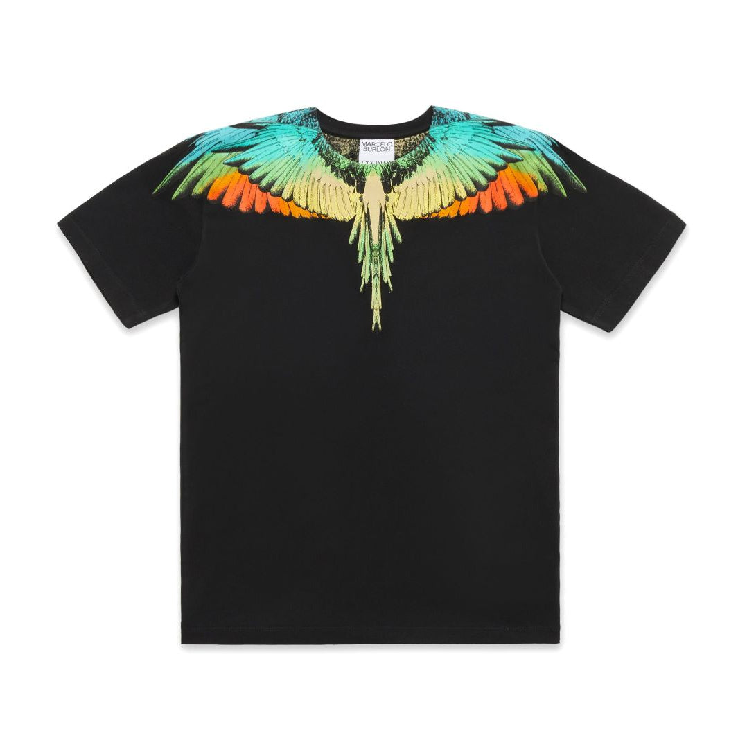 MARCELO BURLON COUNTY OF MILAN ICON WINGS T-SHIRT - BLACK/MULTICOLOUR | Lestyle Boutique Melbourne