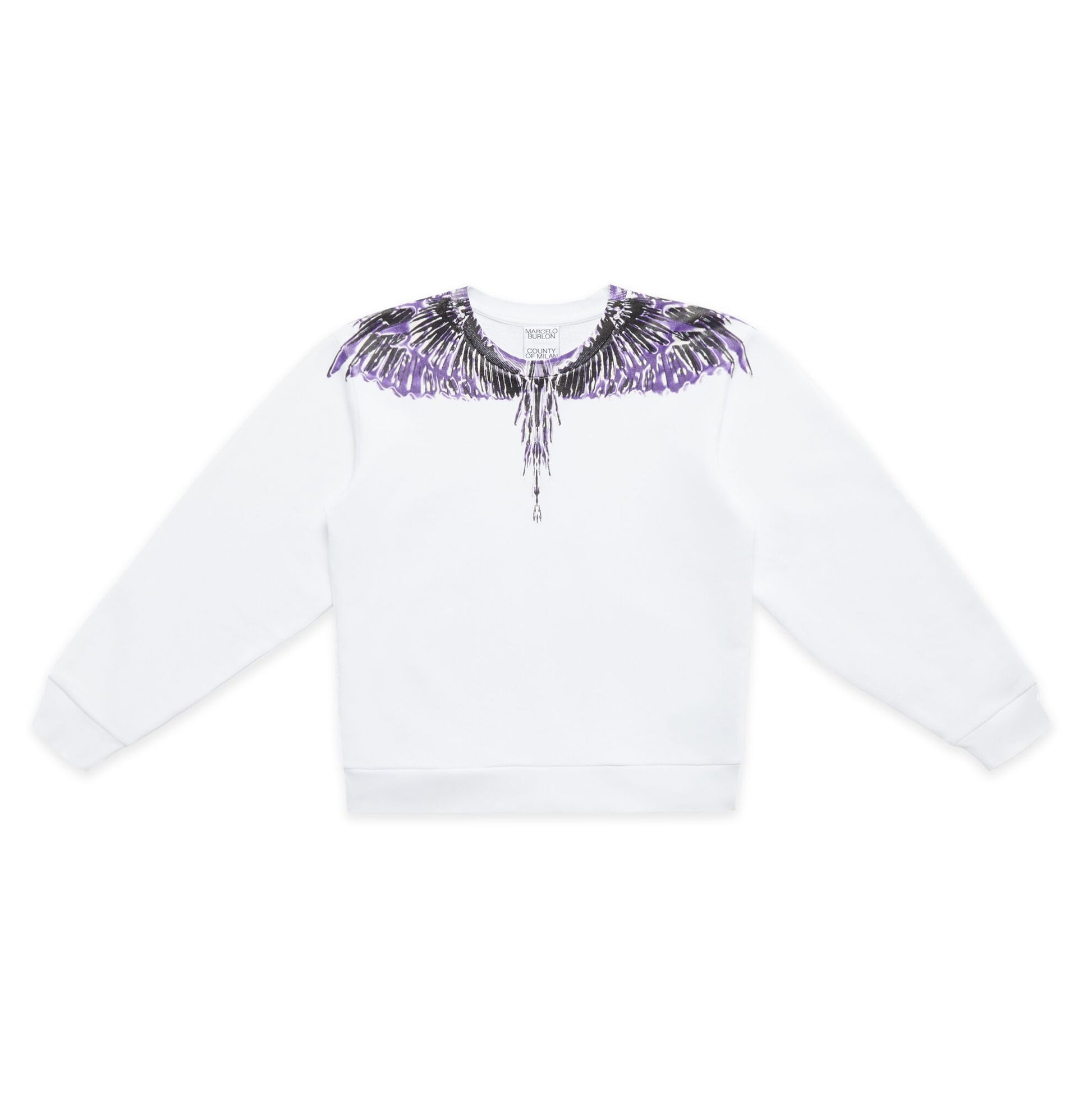 MARCELO BURLON COUNTY OF MILAN ICON WINGS SWEATSHIRT - WHITE/VIOLET PURPLE | Lestyle Boutique Melbourne