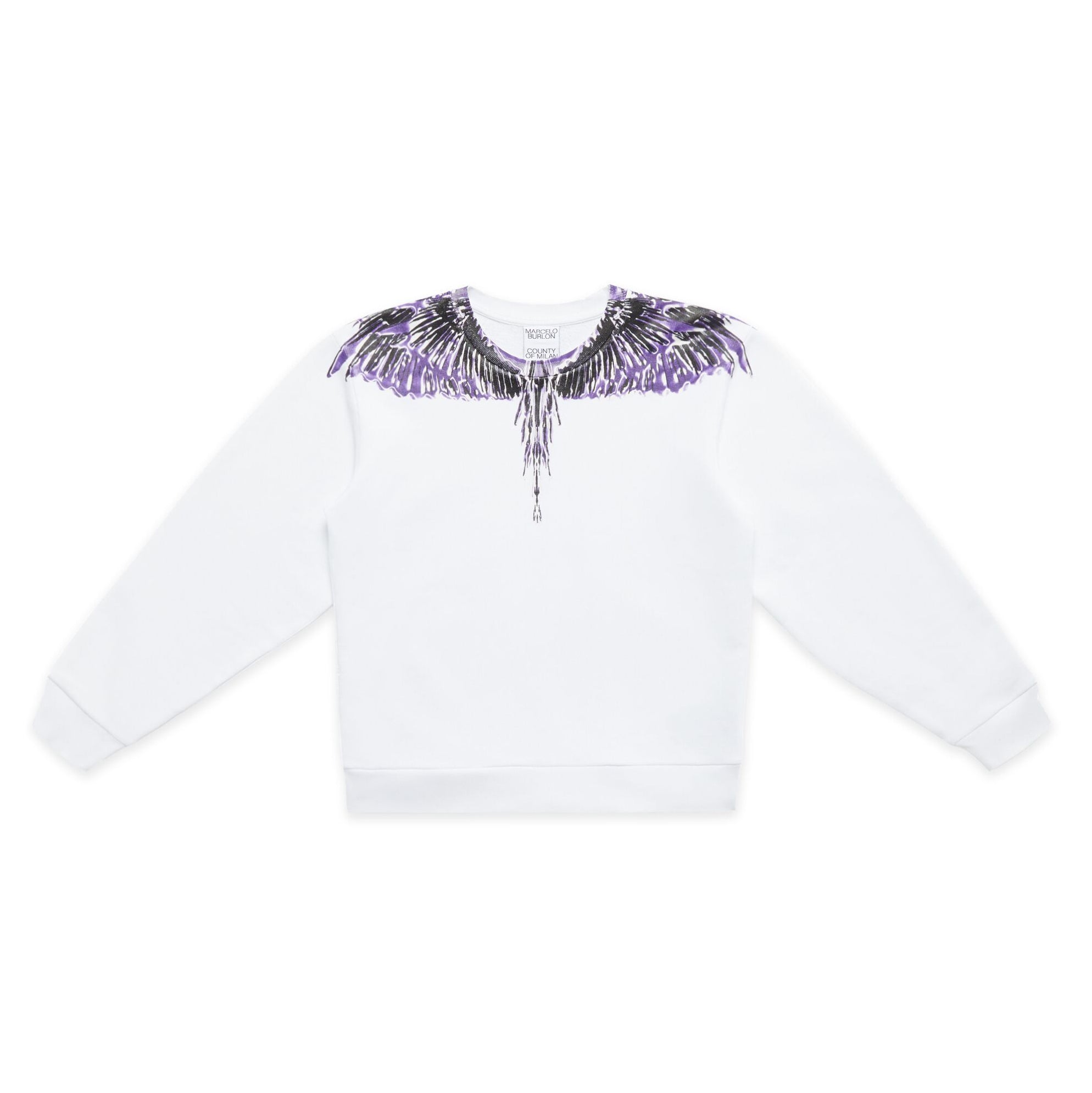 MARCELO BURLON COUNTY OF MILAN ICON WINGS SWEATSHIRT - WHITE/VIOLET PURPLE | Lestyle Boutique Melbourne