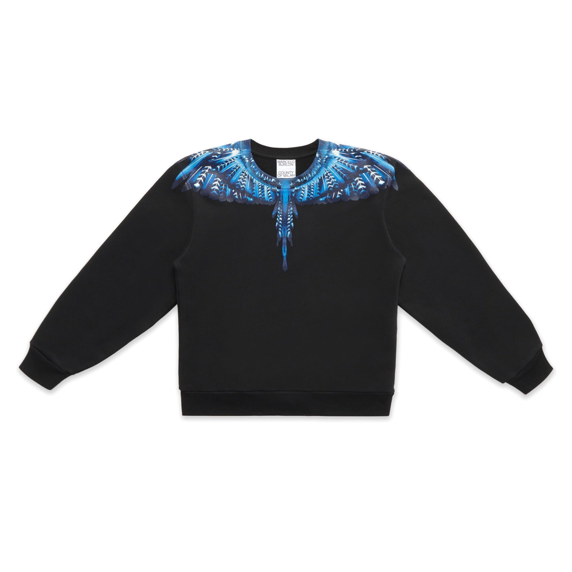 Marcelo Burlon County of Milan Grizzly Wings Sweatshirt in Black/Blue available at Lestyle Boutique Melbourne.