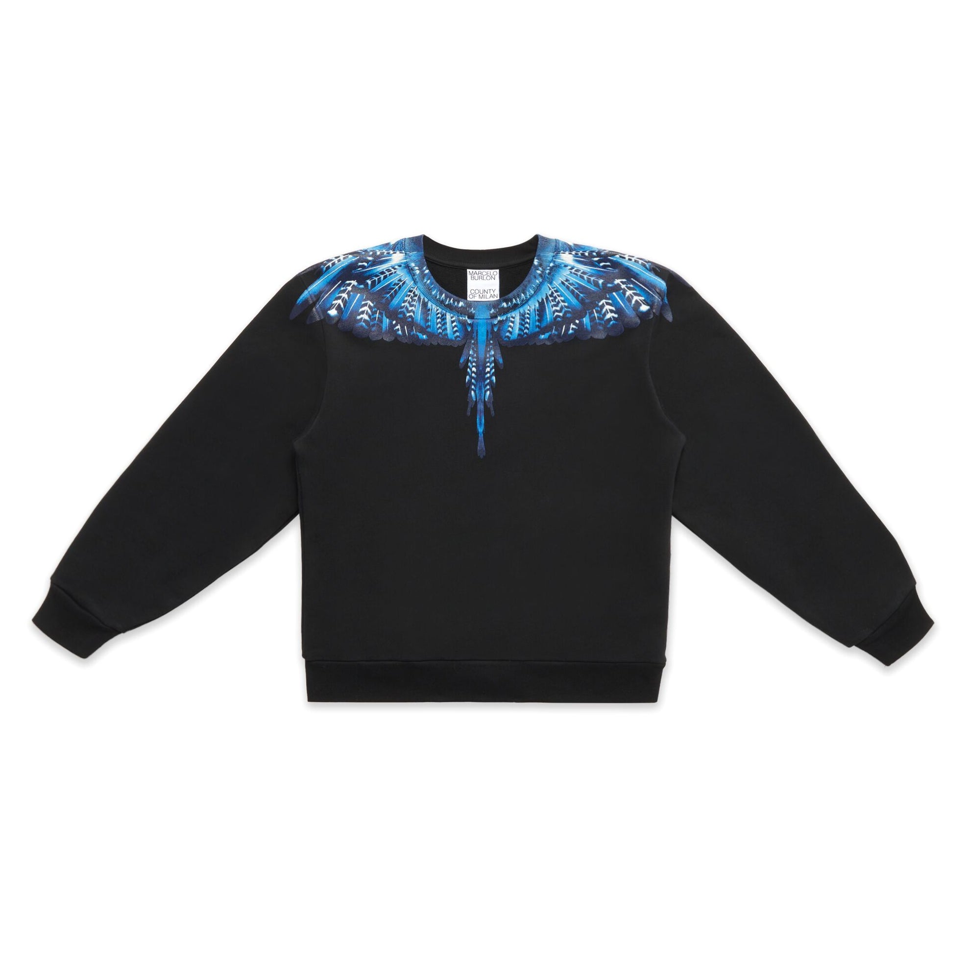 Marcelo Burlon County of Milan Grizzly Wings Sweatshirt in Black/Blue available at Lestyle Boutique Melbourne.