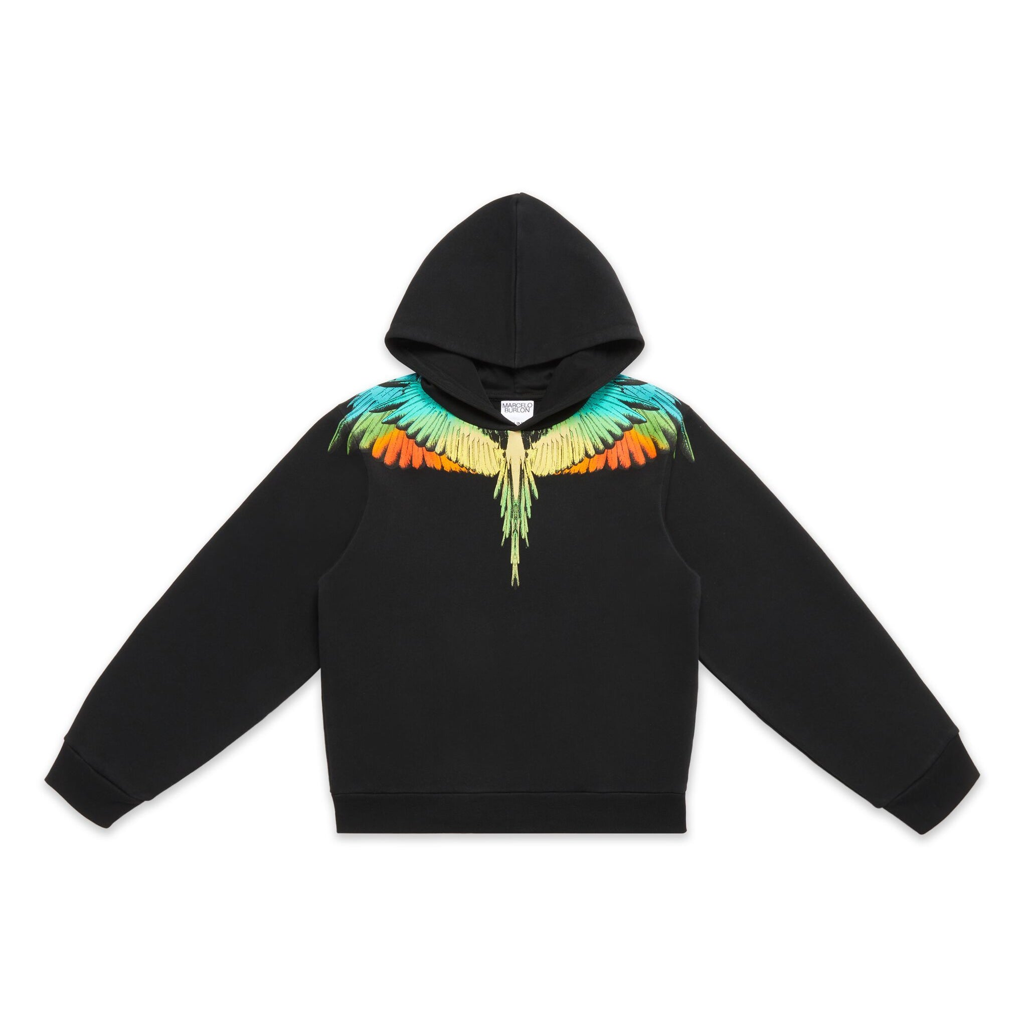 Marcelo Burlon County of Milan Kids black/multicolour hoodie with signature Wings print – Lestyle Boutique Melbourne