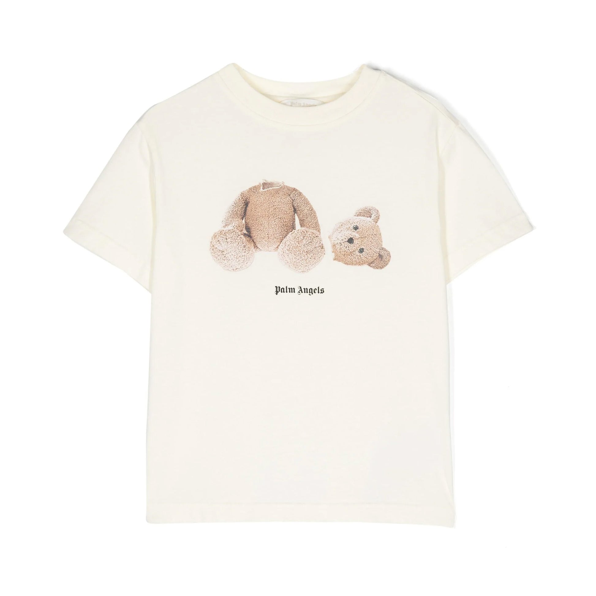 Palm Angels Bear T-shirt in butter brown with broken bear graphic, available at Lestyle Boutique Melbourne.