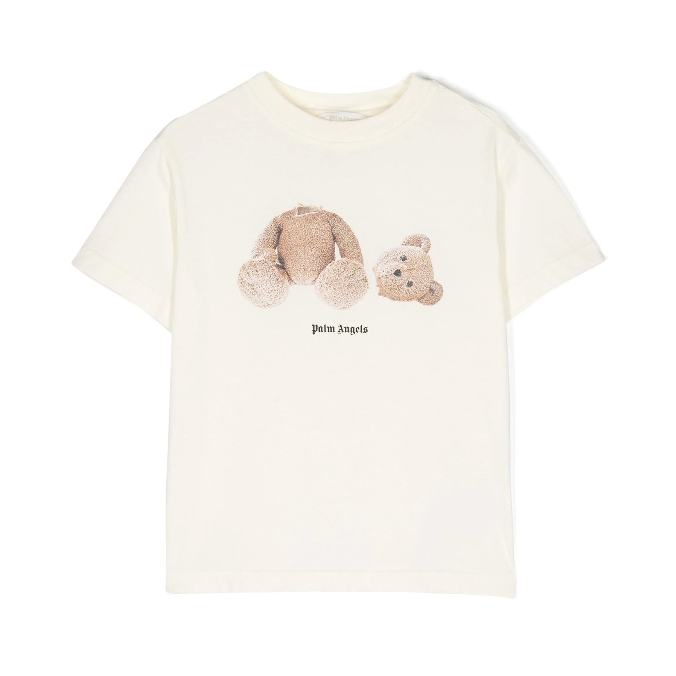 Palm Angels Bear T-shirt in butter brown with broken bear graphic, available at Lestyle Boutique Melbourne.