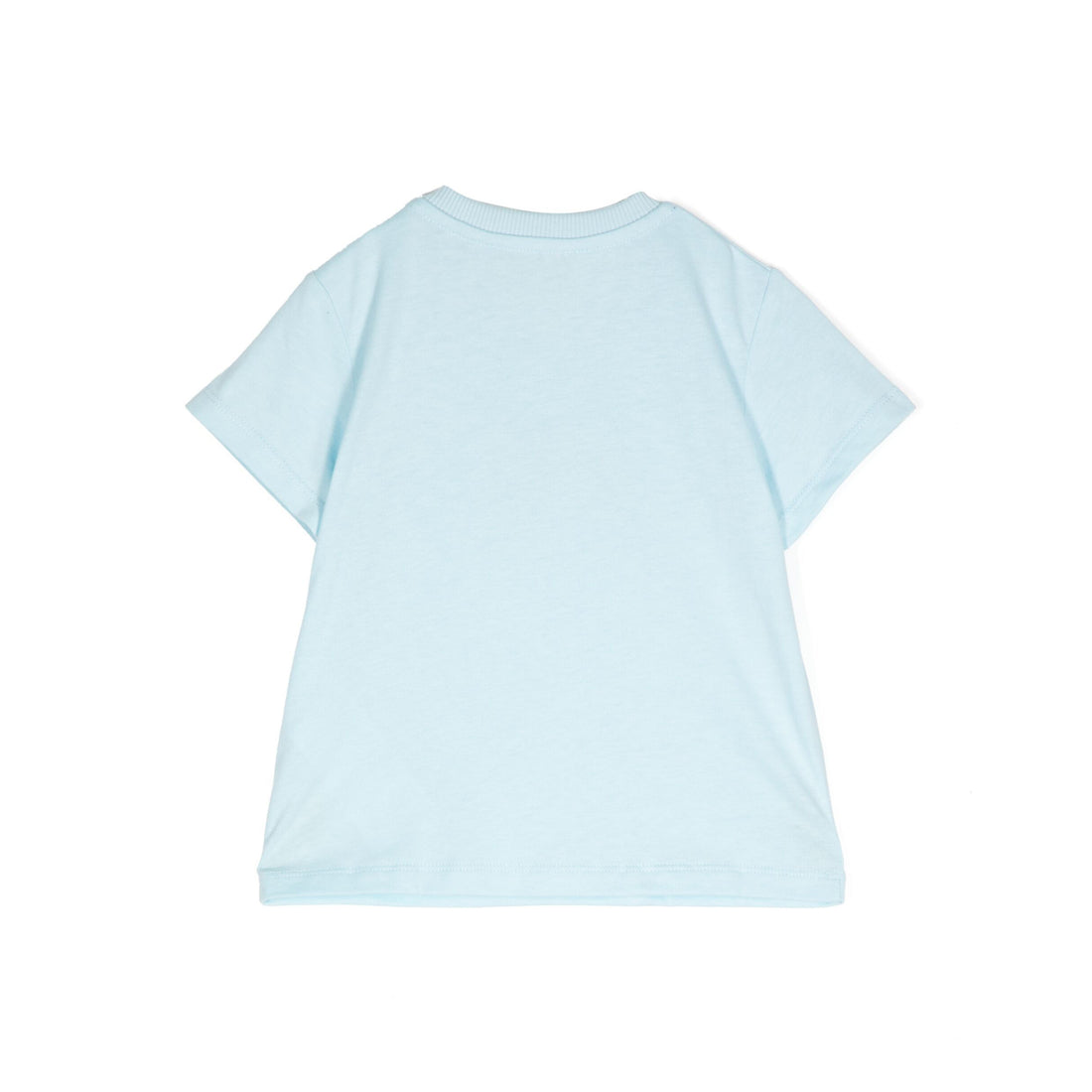 Moschino Kids light blue T-shirt with teddy bear motif, crafted from soft cotton, available at Lestyle Boutique Melbourne.