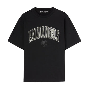 Palm Angels College Logo T-shirt in black with a crewneck and bold logo print on the chest, available at Lestyle Boutique.