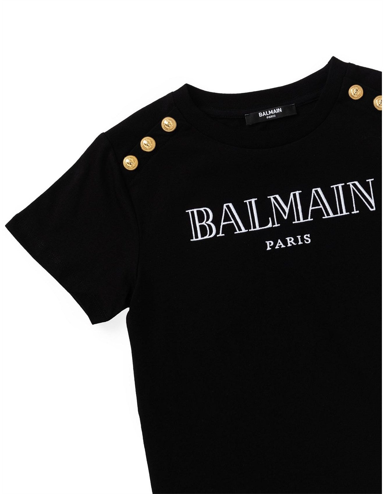BALMAIN T-SHIRT featuring signature embossed shoulder buttons available at Lestyle Boutique Melbourne