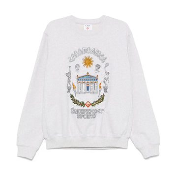 Casablanca Le Temple Du Sport Sweatshirt in Ash Grey, featuring a bold graphic print and relaxed fit, available at Lestyle Boutique.