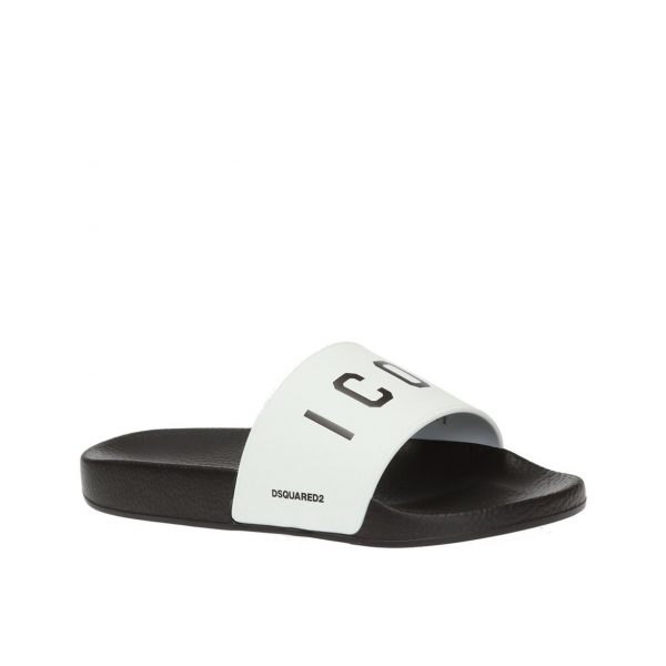 DSQUARED2 slides with black lettering, made of rubber, available at Lestyle Boutique Melbourne